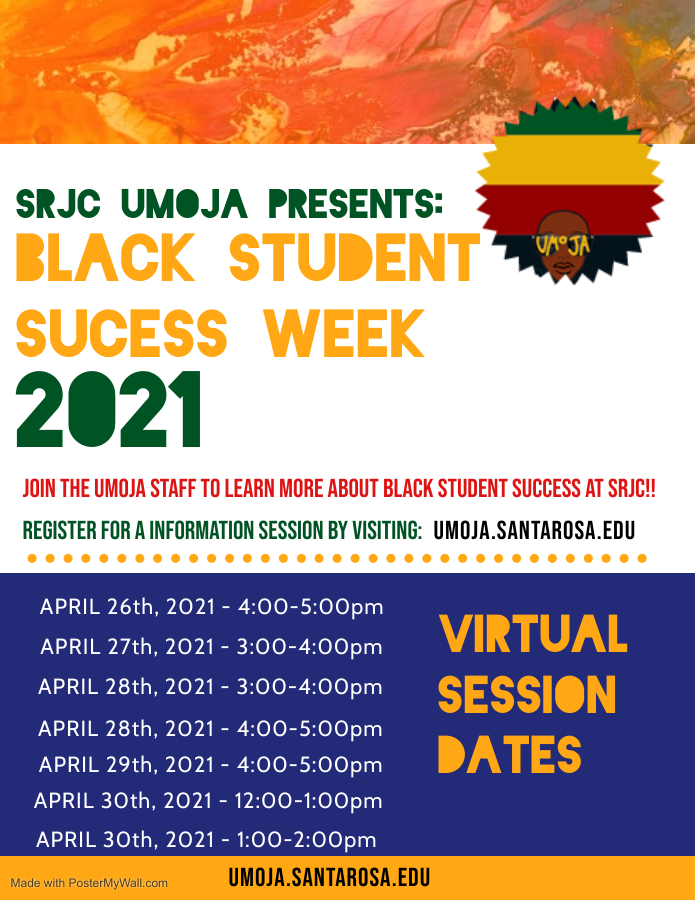 Black Student Success Flyer with times and dates